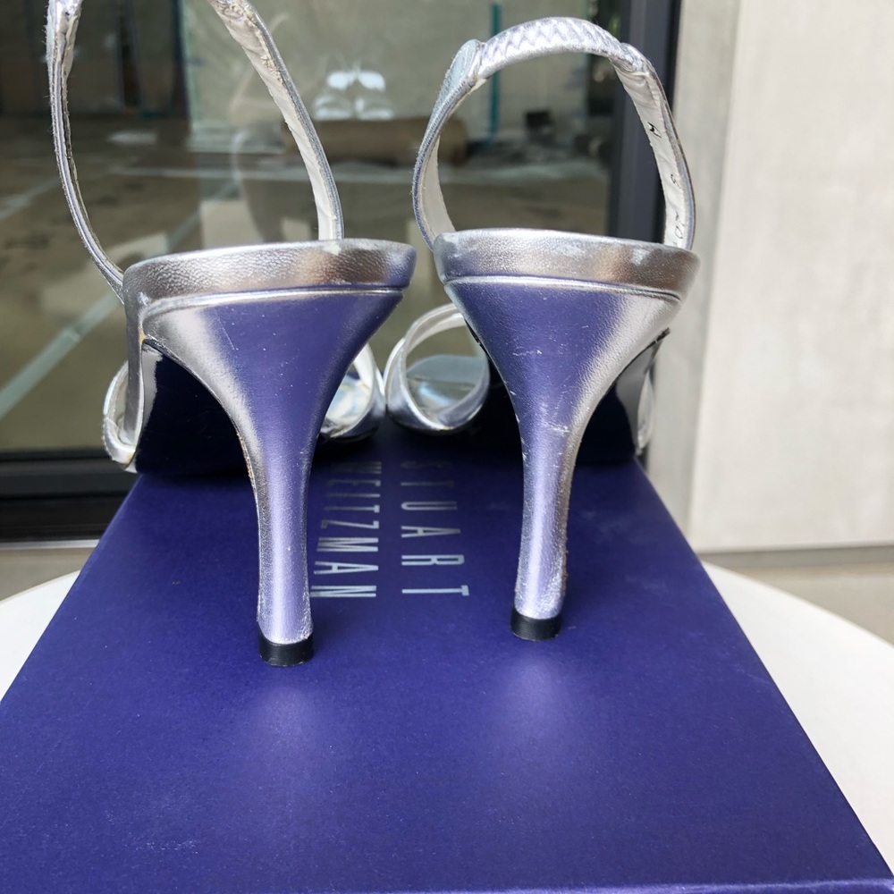 Stuart Weitzman Silver Heels - Picture 3 of 4
